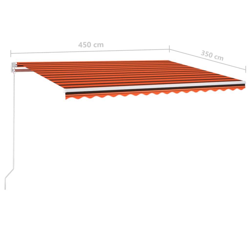 Tenda da Sole Retrattile Manuale LED 450x350 cm Arancio Marrone