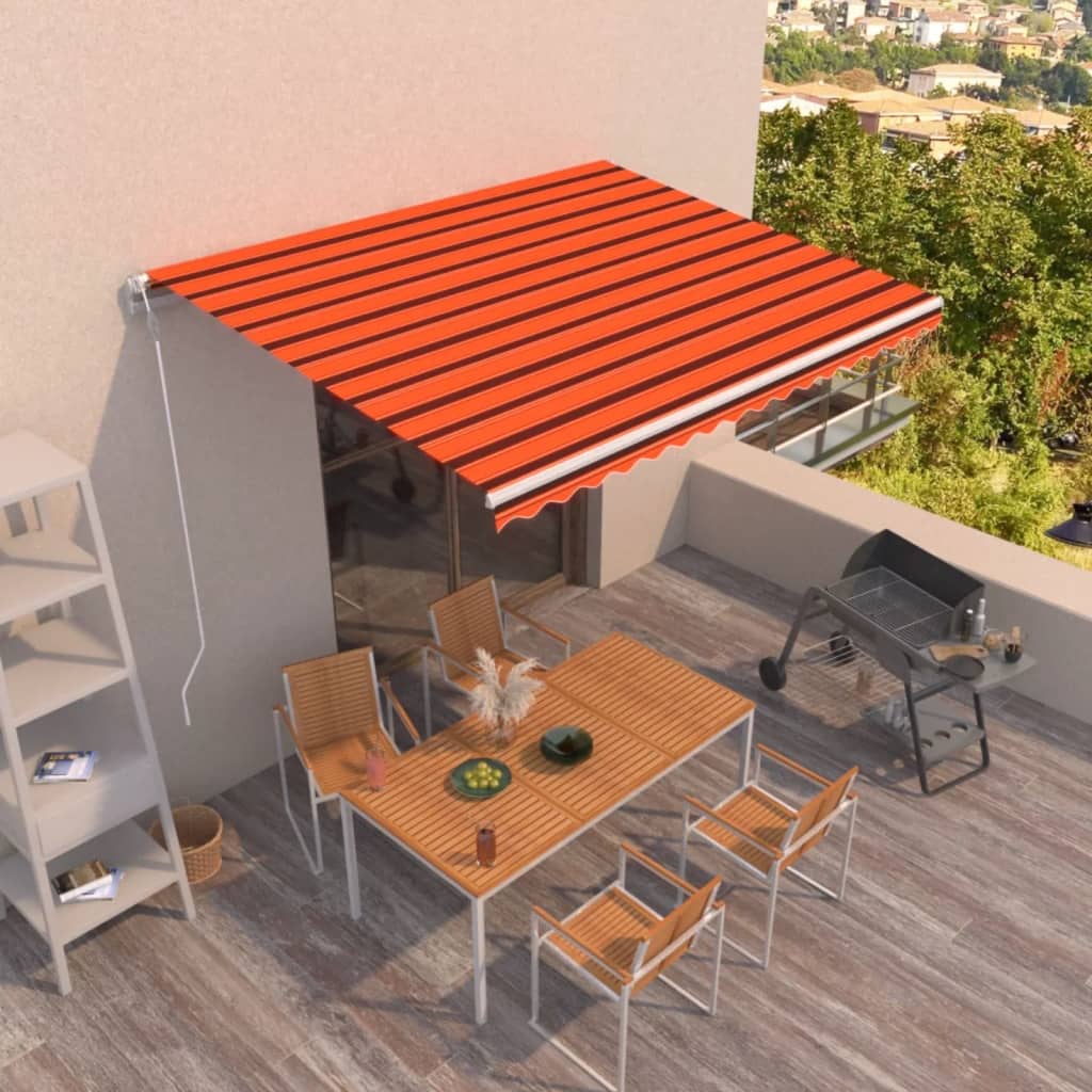 Tenda da Sole Retrattile Automatica 450x350 cm Arancio Marrone - homemem39