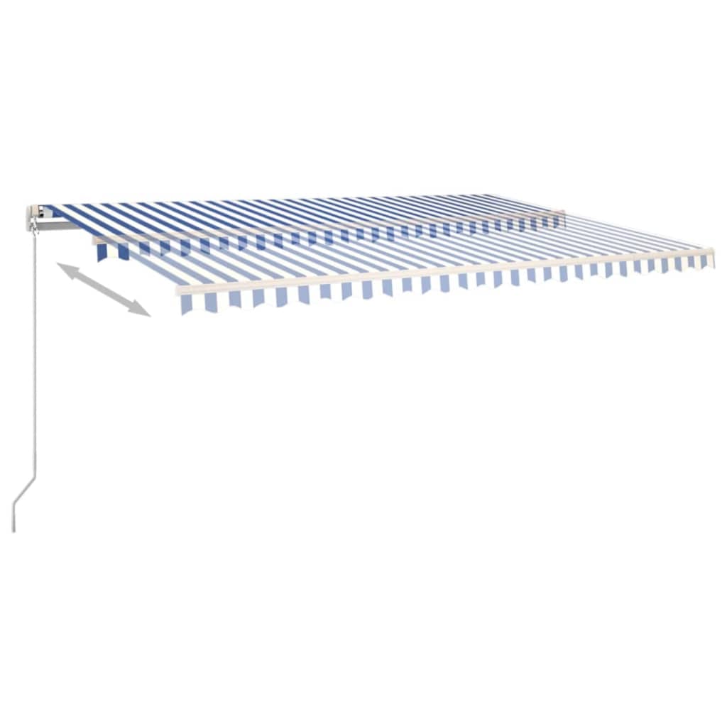 Tenda da Sole Retrattile Manuale LED 500x350 cm Blu e Bianca