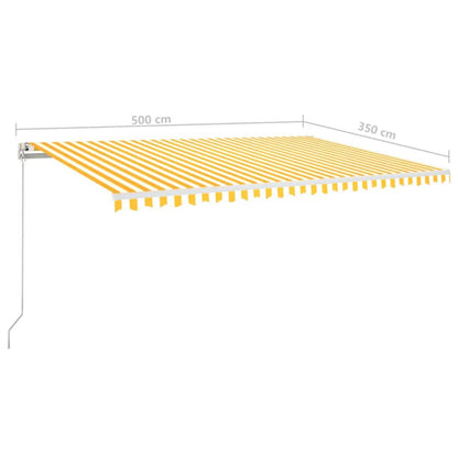 Tenda da Sole Retrattile Manuale LED 350x250 cm Gialla e Bianca - homemem39