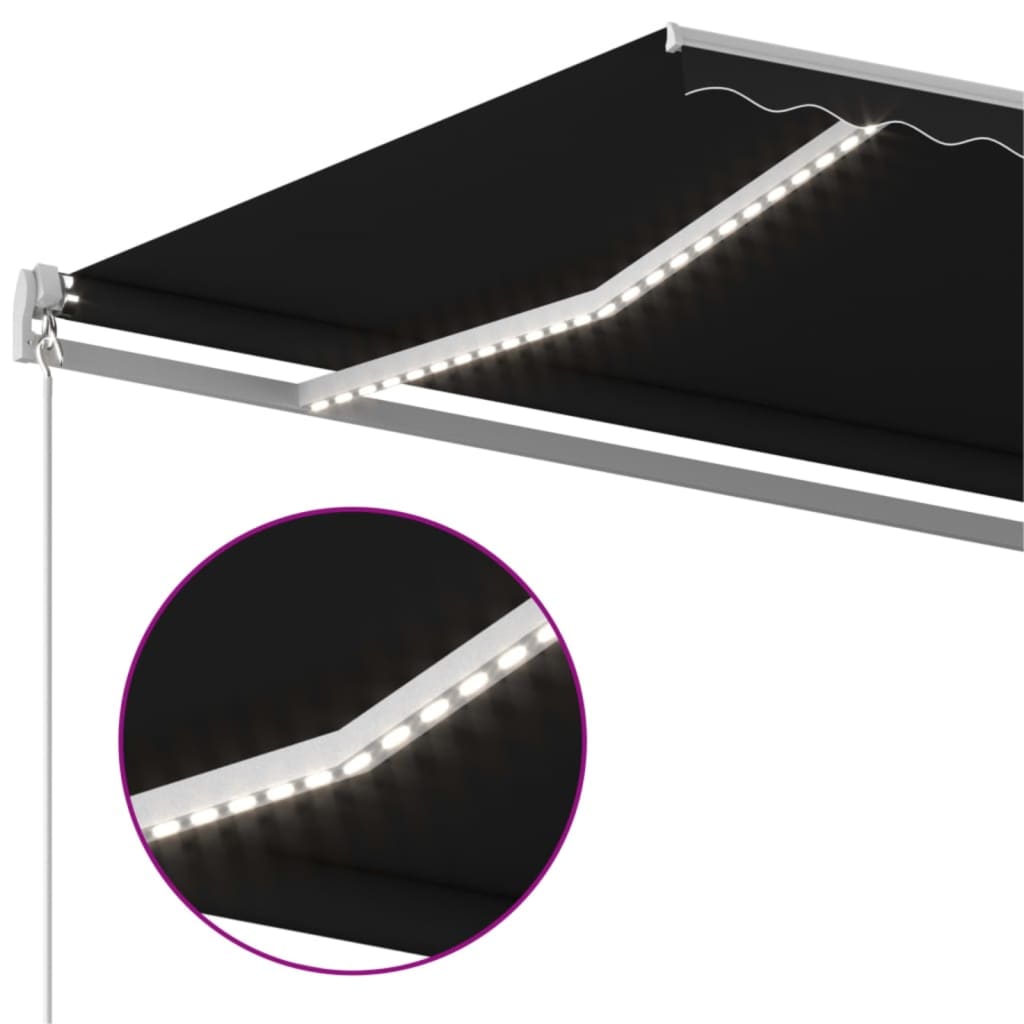 Tenda da Sole Retrattile Manuale con LED 500x350 cm Antracite | homemem39