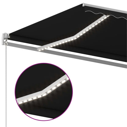 Tenda da Sole Retrattile Manuale con LED 500x350 cm Antracite | homemem39