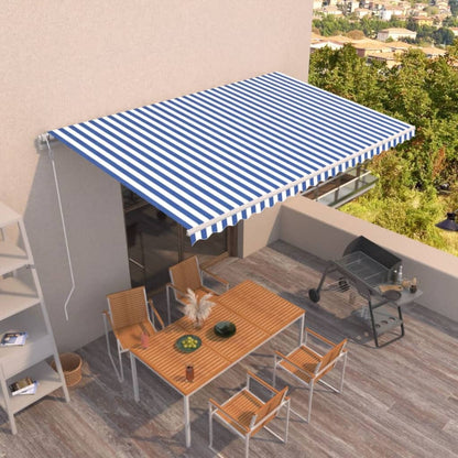 Tenda da Sole Retrattile Automatica 500x350 cm Blu e Bianca