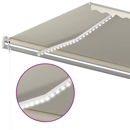 Tenda Automatica con Sensore Vento e LED 500x350 cm Crema | homemem39