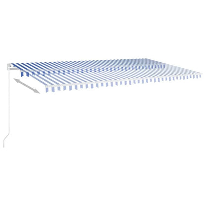 Tenda da Sole Retrattile Manuale con LED 600x350 cm Blu Bianco - homemem39