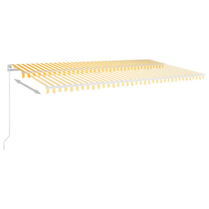 Tenda da Sole Retrattile Manuale LED 600x350 cm Giallo Bianco - homemem39