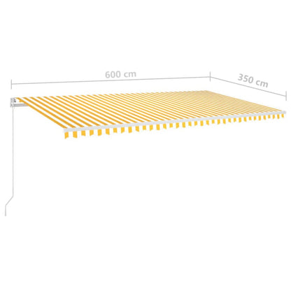 Tenda da Sole Retrattile Manuale LED 600x350 cm Giallo Bianco