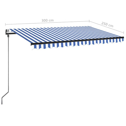 Tenda Automatica con Sensore Vento e LED 300x250 cm Blu Bianca | homemem39