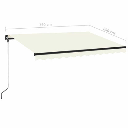 Tenda da sole manuale con LED solare 3,5 x 2,5 m Crema