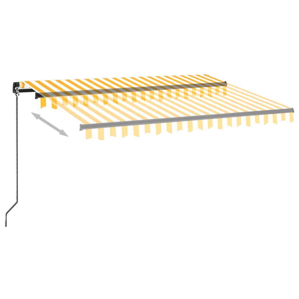 Tenda da Sole Retrattile Manuale LED 350x250 cm Gialla e Bianca