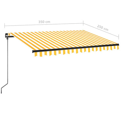 Tenda da Sole Retrattile Manuale LED 350x250 cm Gialla e Bianca
