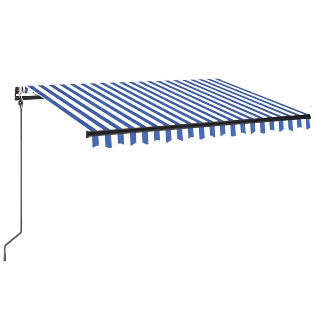 Tenda Automatica con Sensore Vento e LED 350x250 cm Blu Bianca | homemem39