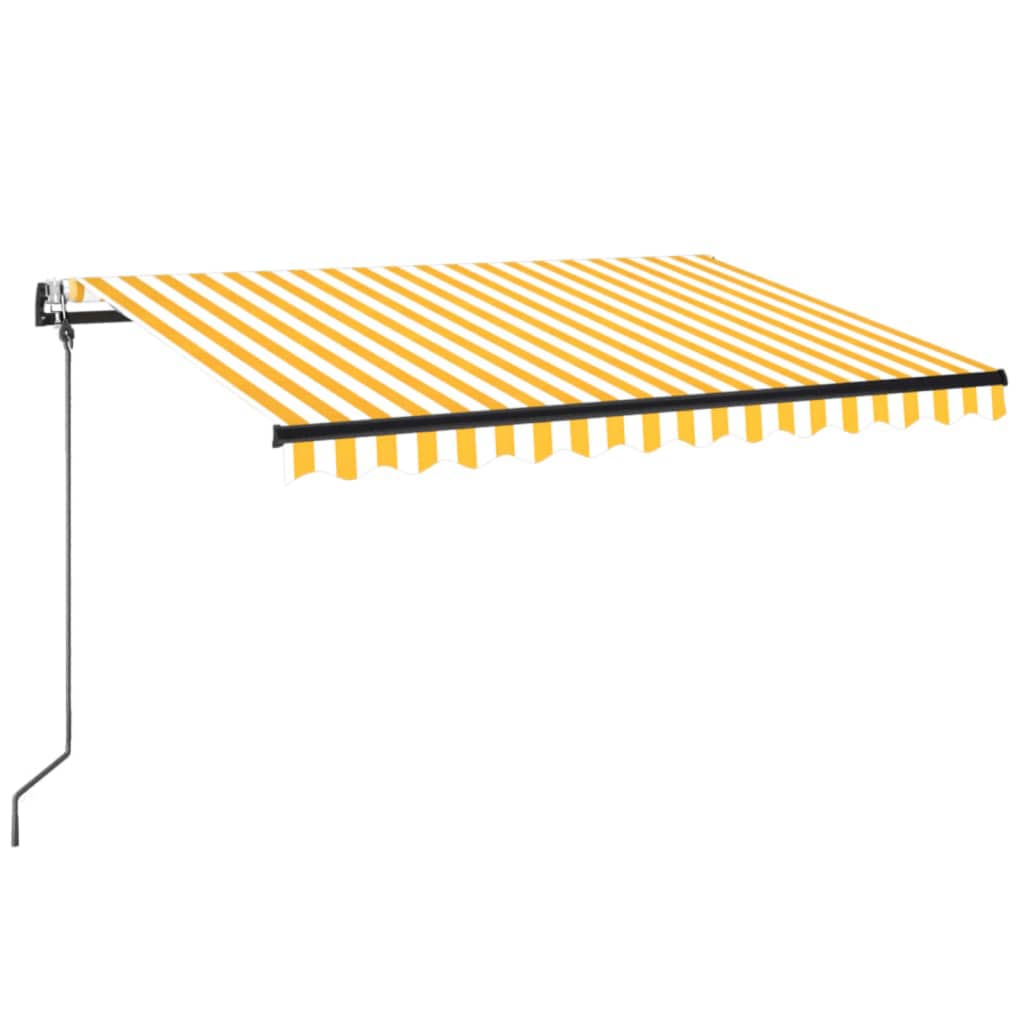 Tenda Automatica Sensore Vento e LED 350x250 cm Gialla Bianca | homemem39