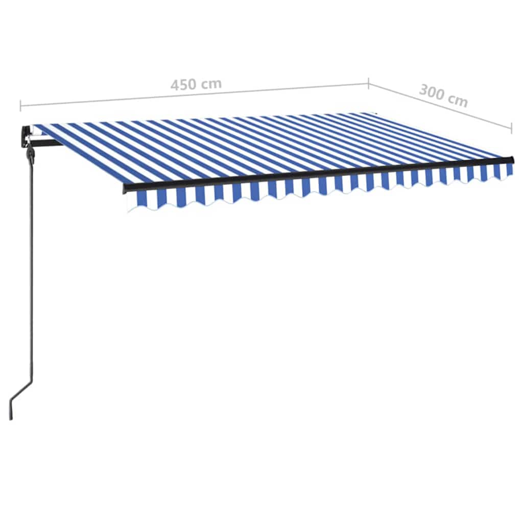 Tenda da Sole Retrattile Manuale con LED Blu e Bianca