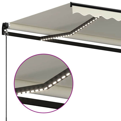 Tenda da Sole Retrattile Manuale con LED 450x300 cm Crema | homemem39