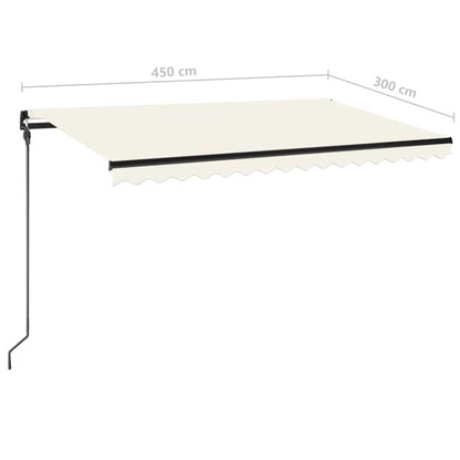 Tenda da Sole Retrattile Manuale con LED 450x300 cm Crema | homemem39