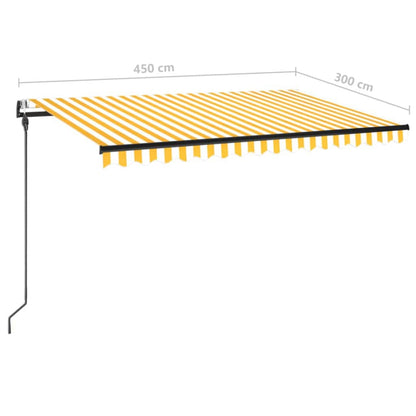 Tenda da Sole Retrattile Automatica 450x300 cm Gialla e Bianca - homemem39
