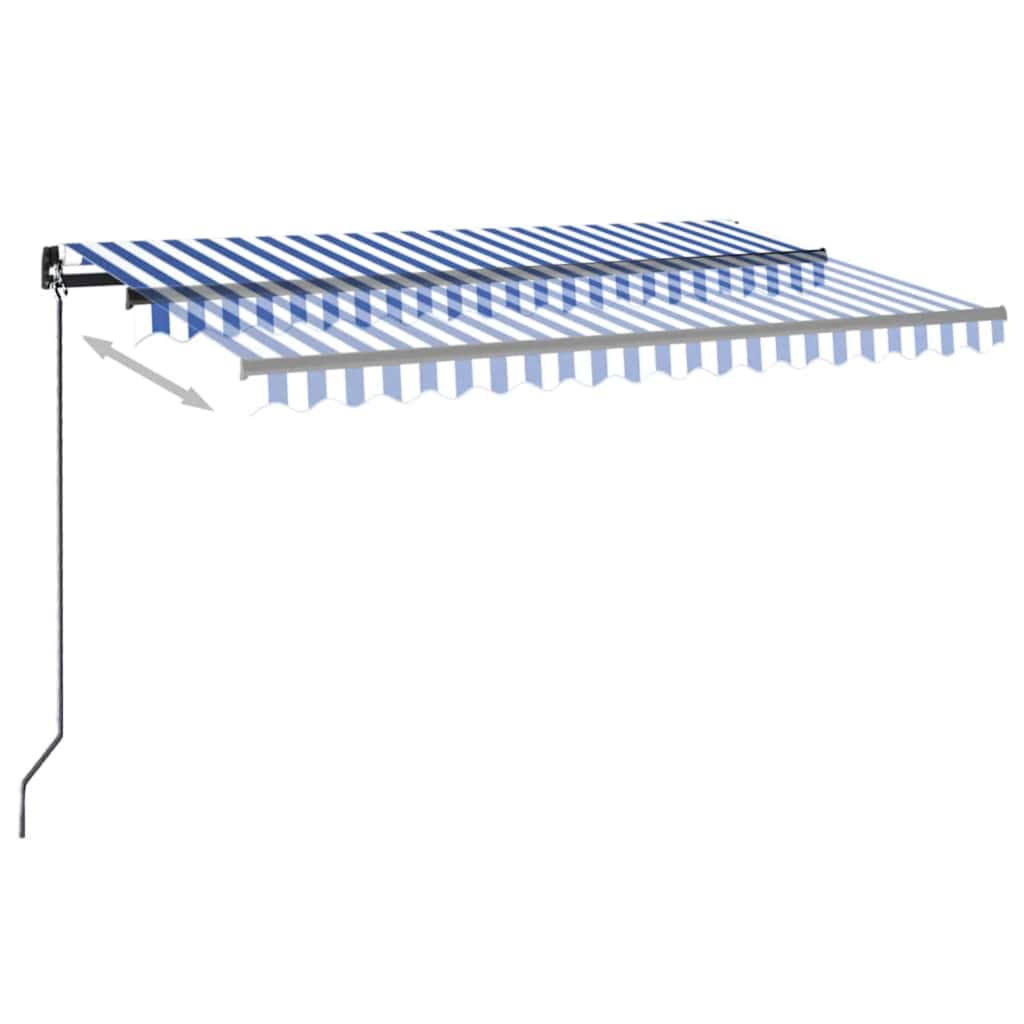 Tenda Automatica con Sensore Vento e LED 450x300 cm Blu Bianca - homemem39