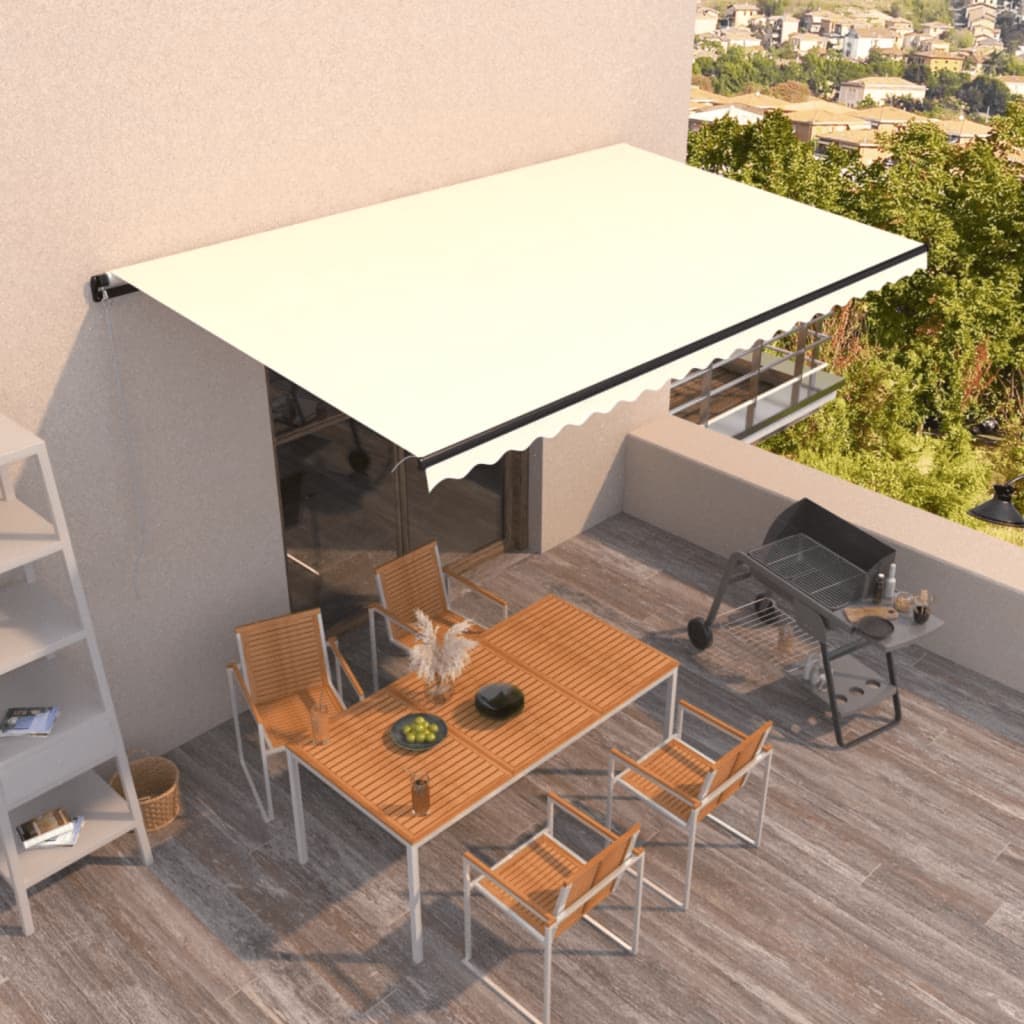 Tenda da Sole Retrattile Manuale 500x300 cm Crema - homemem39