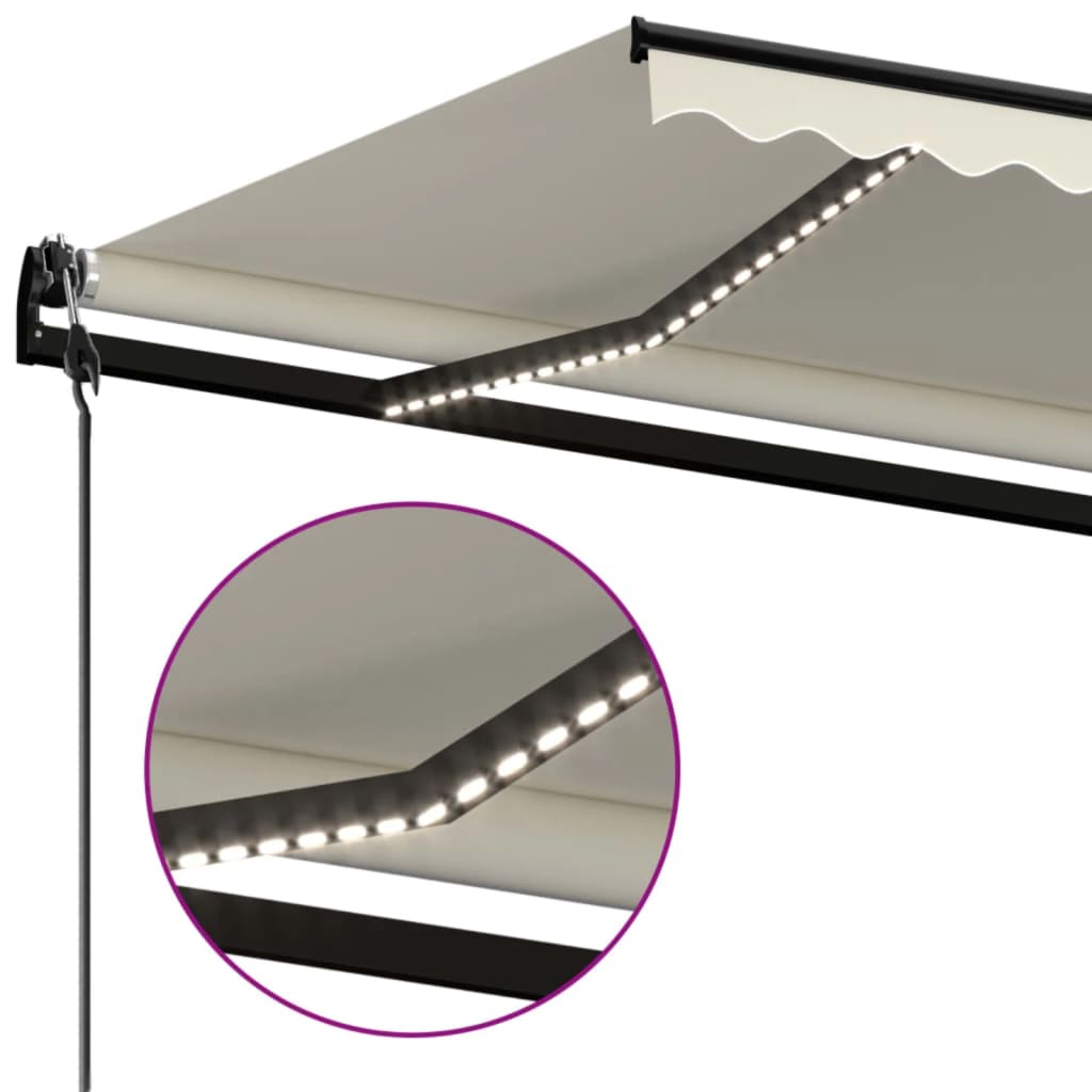 Tenda Automatica con Sensore Vento e LED 500x300 cm Crema | homemem39
