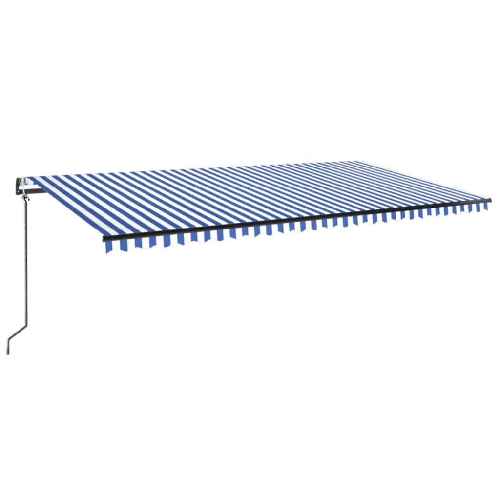 Tenda Automatica con Sensore Vento e LED 600x300 cm Blu Bianca