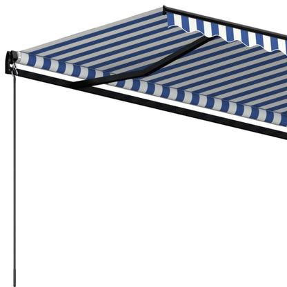 Tenda da Sole Retrattile Manuale 400x350 cm Blu e Bianca - homemem39