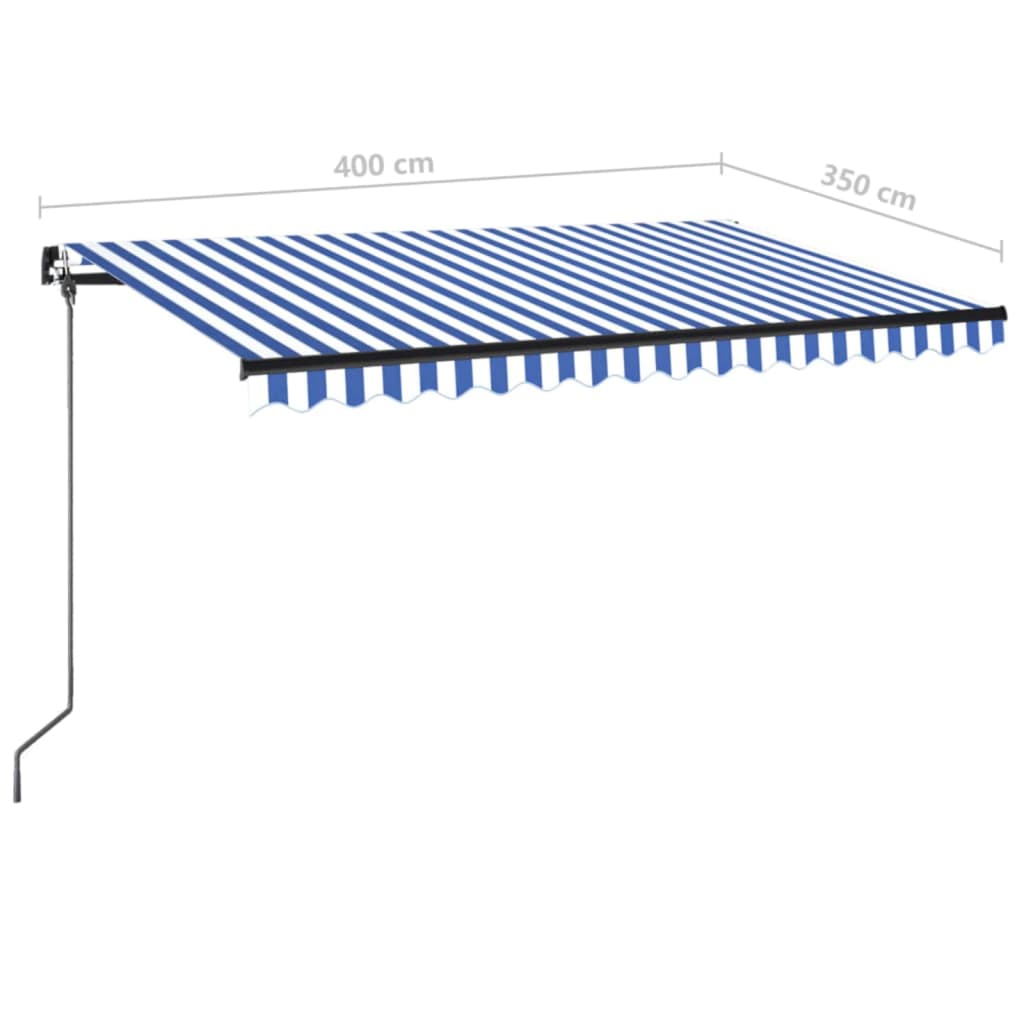 Tenda da Sole Retrattile Manuale 400x350 cm Blu e Bianca - homemem39