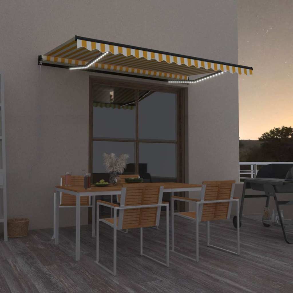 Tenda da sole manuale con LED solare 4 x 3,5 m