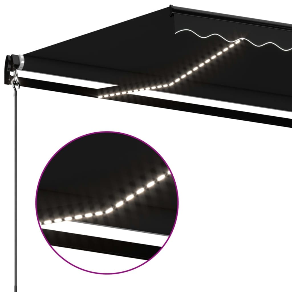 Tenda da Sole Retrattile Manuale con LED 400x350 cm Antracite | homemem39