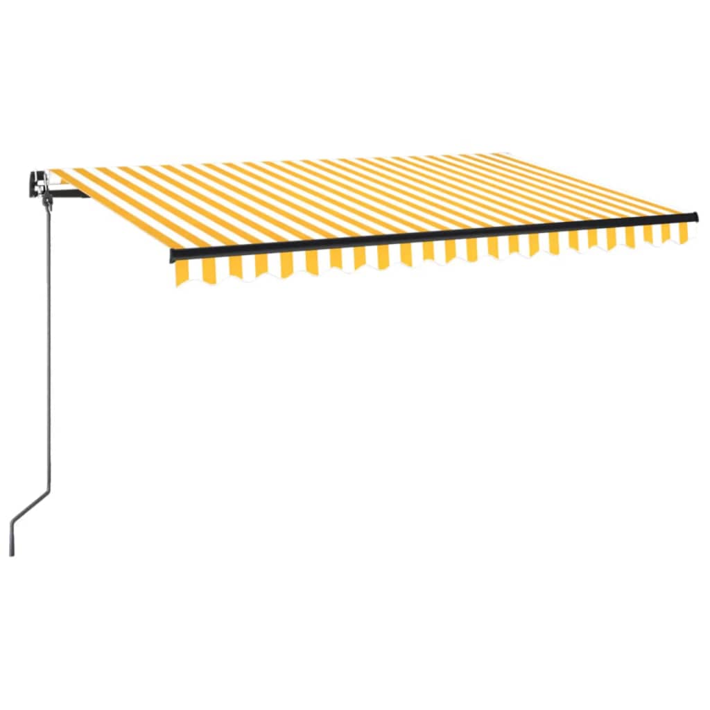 Tenda da Sole Retrattile Manuale 450x350 cm Gialla e Bianca - homemem39