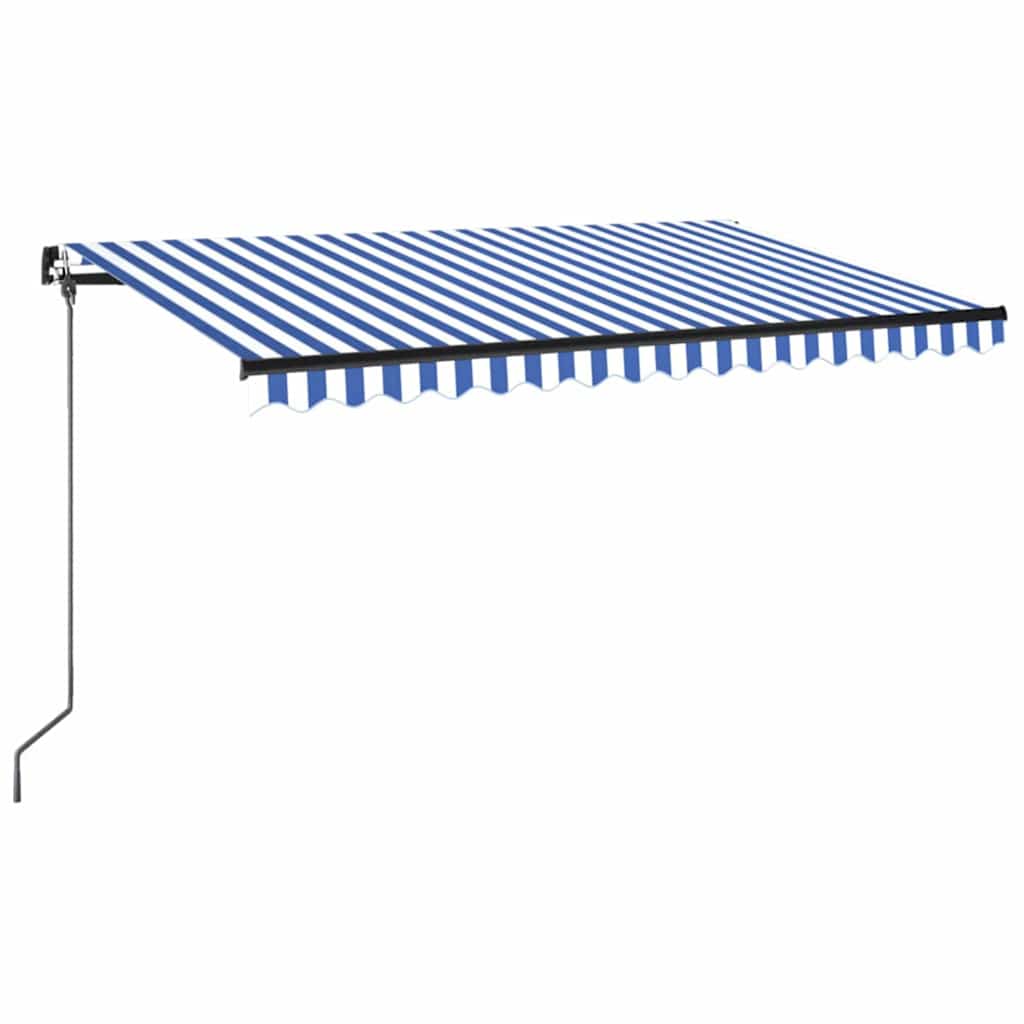 Tenda da Sole Retrattile Manuale con LED Blu e Bianca