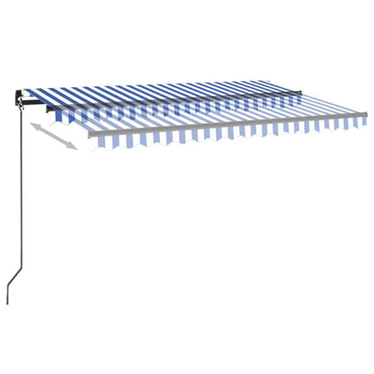 Tenda da Sole Retrattile Manuale con LED 450x350 cm Blu Bianca - homemem39