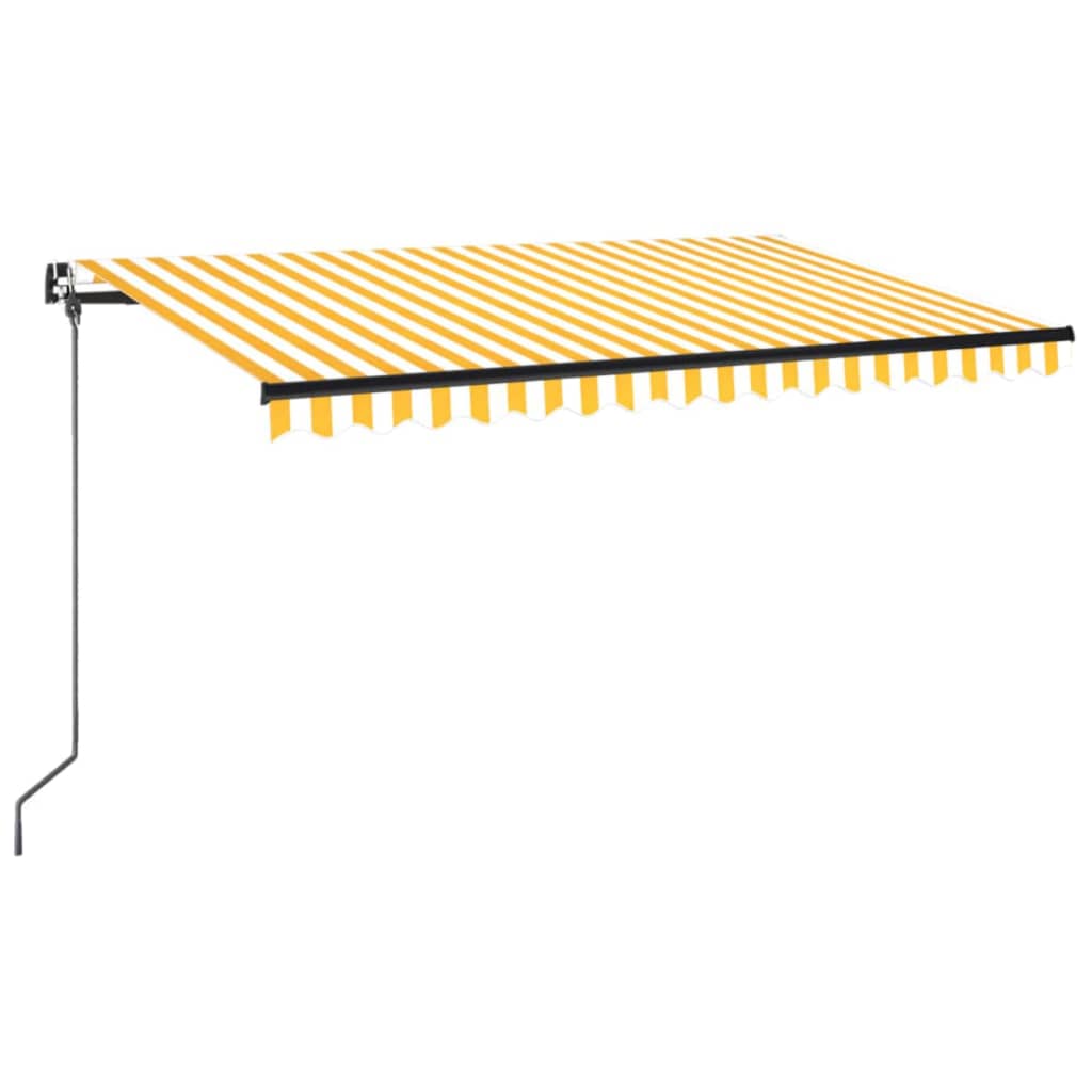 Tenda da Sole Retrattile Manuale LED 450x350 cm Giallo Bianco - homemem39