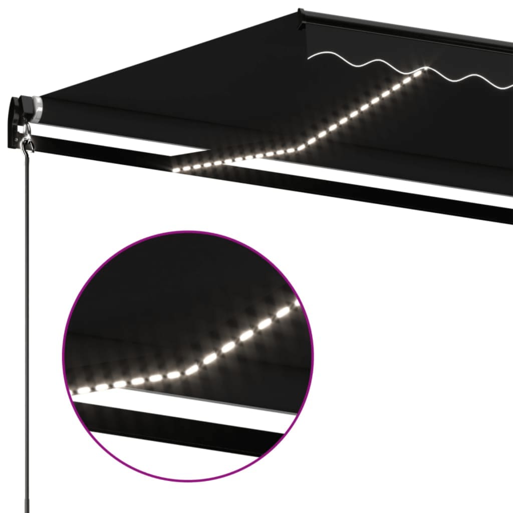 Tenda da Sole Retrattile Manuale LED 450x350 cm Antracite | homemem39