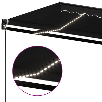 Tenda da Sole Retrattile Manuale LED 450x350 cm Antracite | homemem39