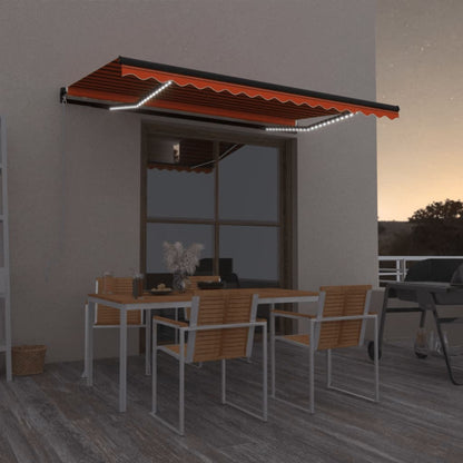 Tenda da Sole Retrattile Manuale LED 450x350 cm Arancio Marrone - homemem39