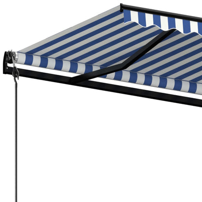 Tenda da Sole Retrattile Automatica 450x350 cm Blu e Bianca - homemem39