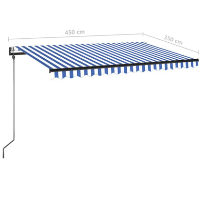 Tenda Automatica con Sensore Vento e LED 450x350 cm Blu Bianca