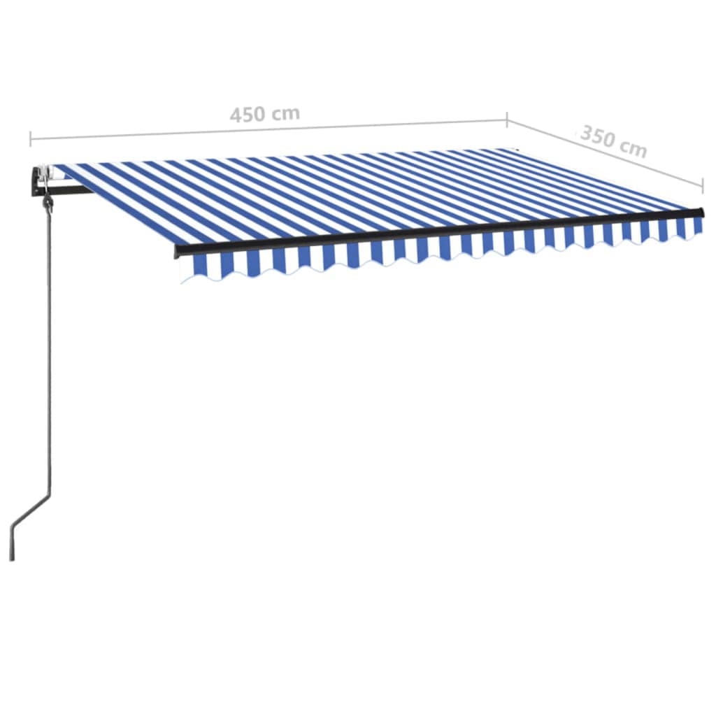 Tenda Automatica con Sensore Vento e LED 450x350 cm Blu Bianca