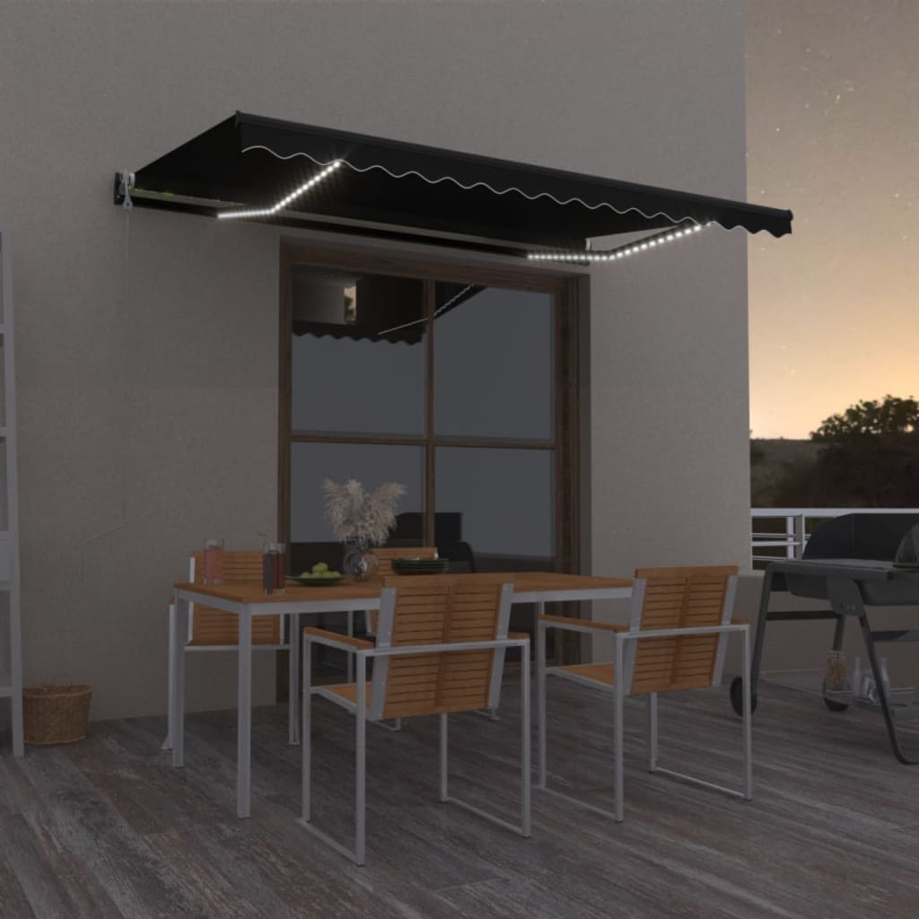Tenda Automatica con Sensore Vento e LED 450x350 cm Antracite | homemem39