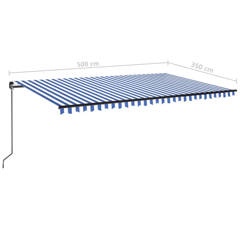 Tenda da Sole Retrattile Manuale LED 500x350 cm Blu e Bianca