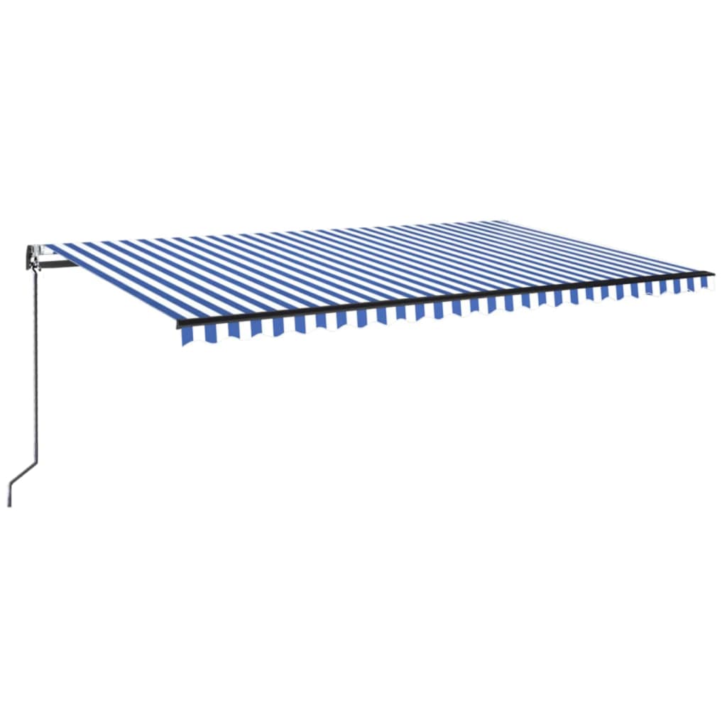 Tenda Automatica con Sensore Vento e LED 500x350 cm Blu Bianca | homemem39