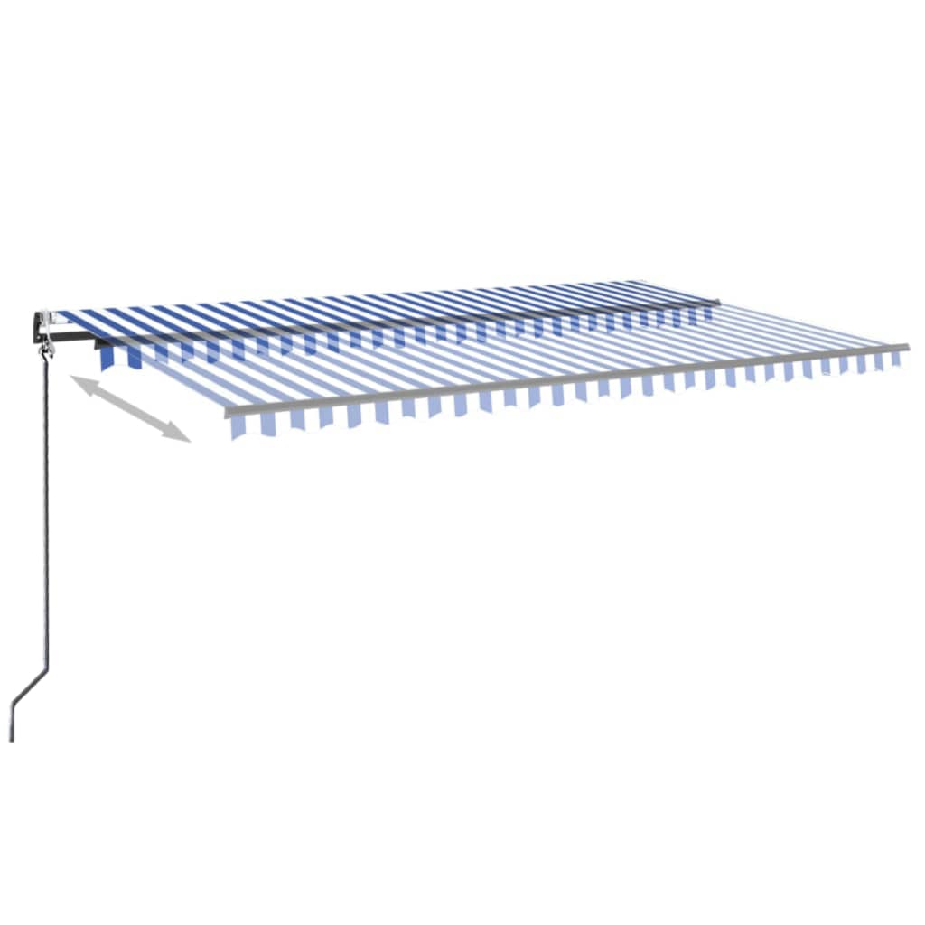 Tenda Automatica con Sensore Vento e LED 500x350 cm Blu Bianca | homemem39