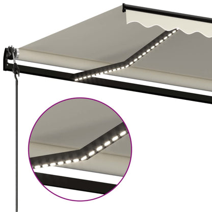 Tenda Automatica con Sensore Vento e LED 500x350 cm Crema | homemem39