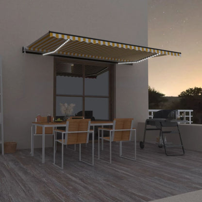 Tenda Automatica con Sensore Vento LED 500x350 cm Gialla Bianca | homemem39
