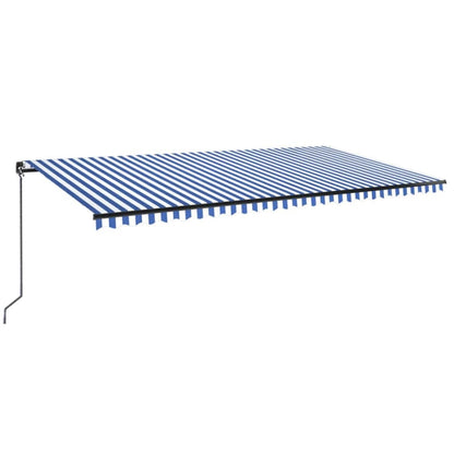 Tenda da Sole Retrattile Manuale con LED 600x350 cm Blu Bianco | homemem39