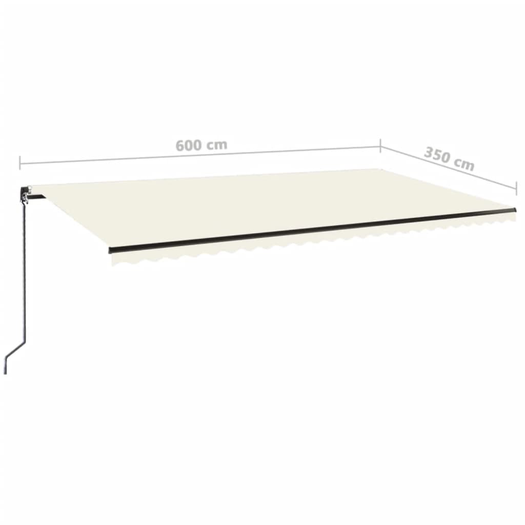 Tenda da Sole Retrattile Manuale con LED 600x350 cm Crema | homemem39