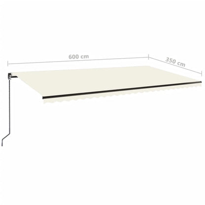 Tenda da Sole Retrattile Manuale con LED 600x350 cm Crema | homemem39