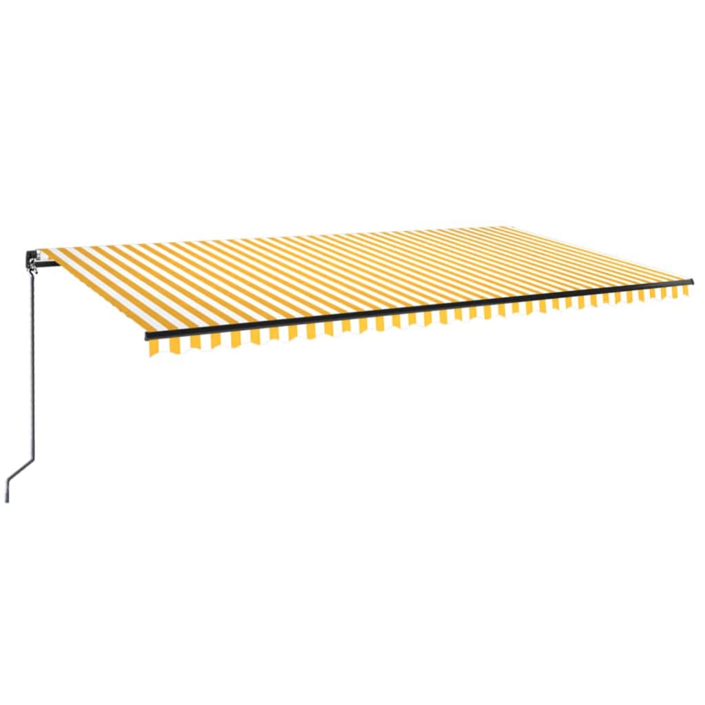 Tenda da Sole Retrattile Manuale LED 600x350 cm Giallo Bianco | homemem39