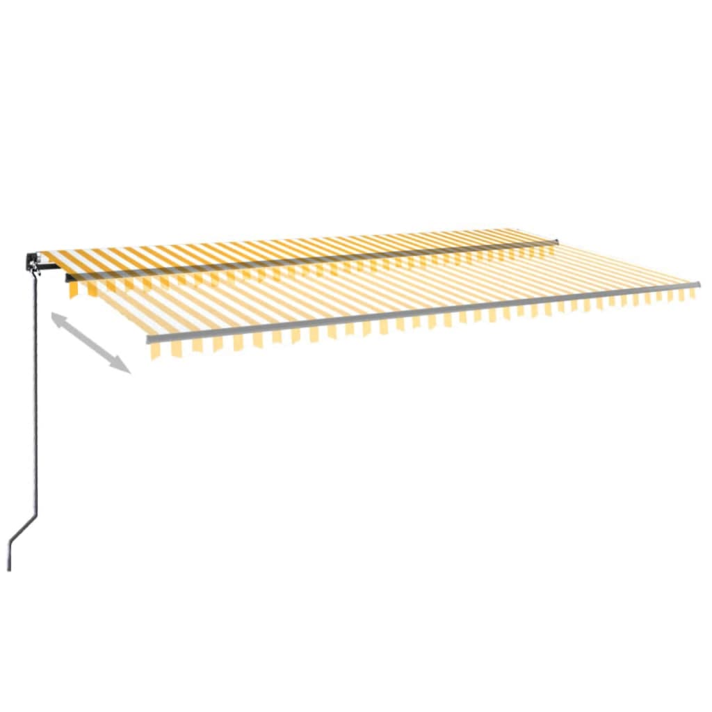 Tenda da Sole Retrattile Manuale LED 600x350 cm Giallo Bianco | homemem39